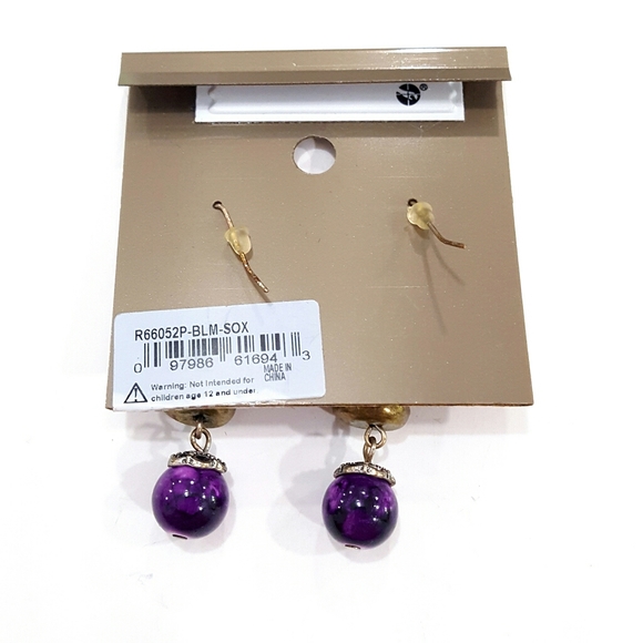 NWT Ruby Rd. Blue Purple Gold Dangle Bead Earrings - Picture 2 of 3